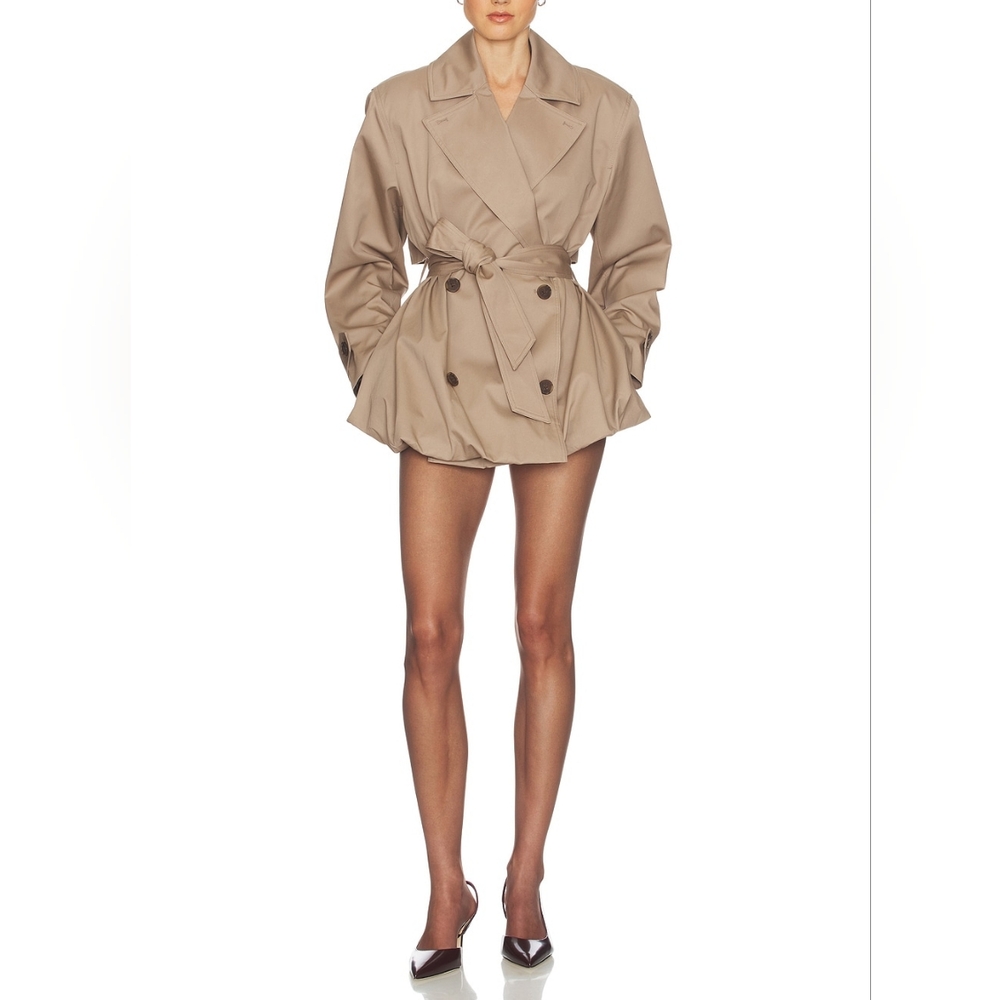 HELSA Short Bubble Hem Trench Coat Sz XS